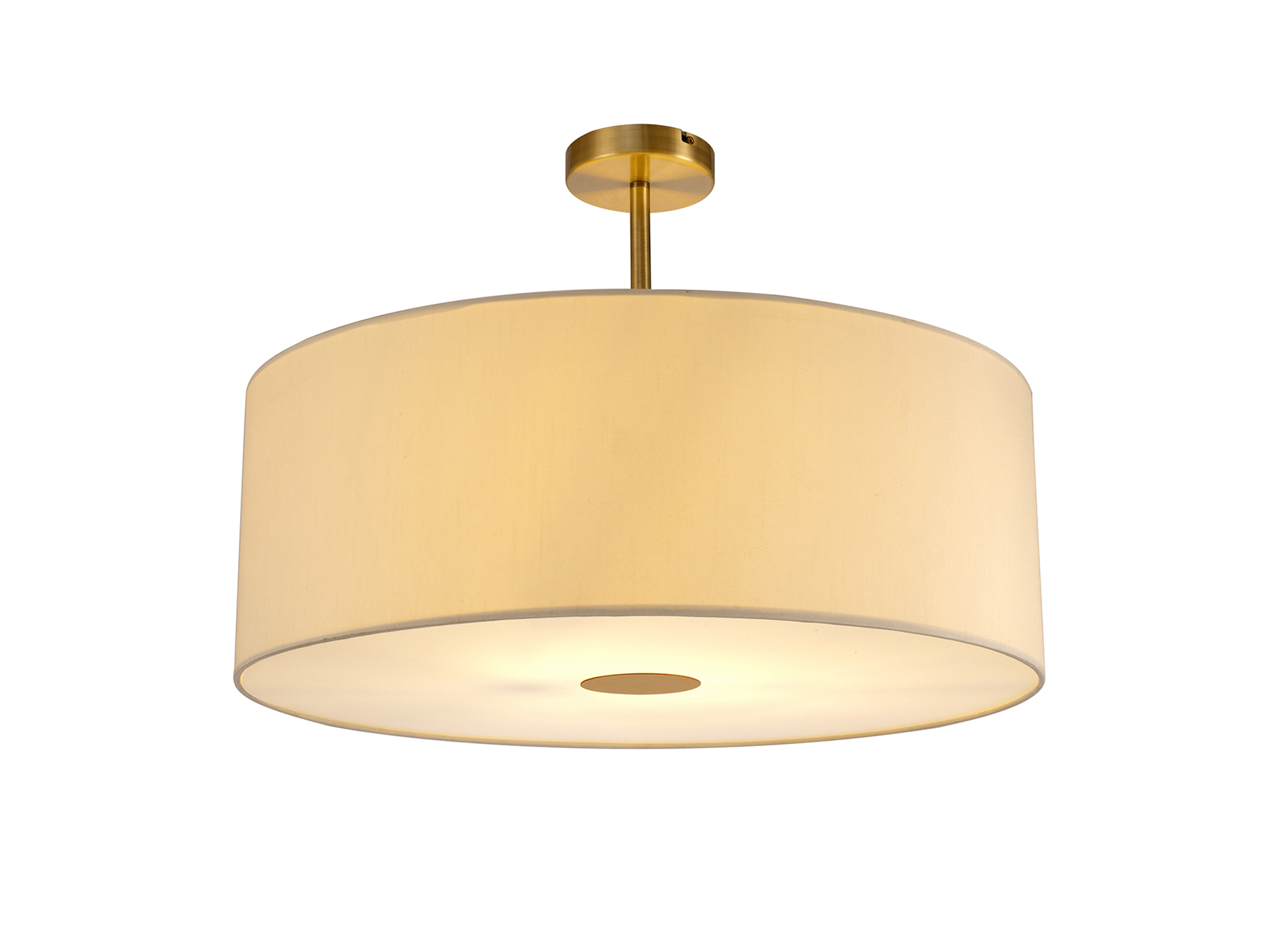 DK0191  Baymont 60cm Semi Flush 1 Light Antique Brass; Ivory Pearl; Frosted Diffuser